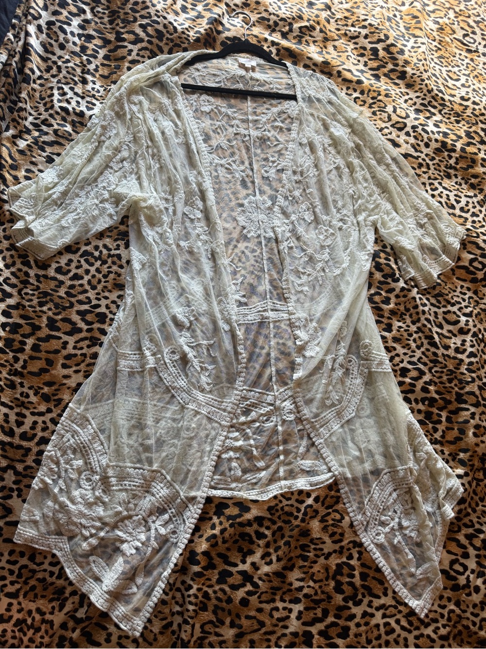 Dizzy Gal Cream Lace Kimono Cardigan Duster Plus Size 2X Perfect Condition